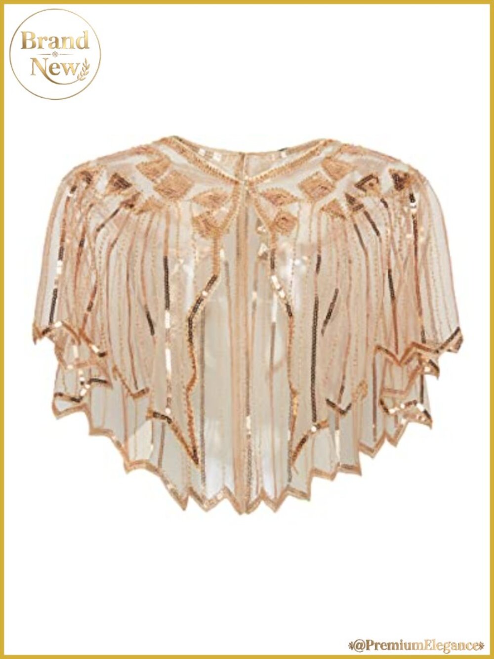 Sequin Beaded Shawl Wrap Cover Up for 1920s Party Evening